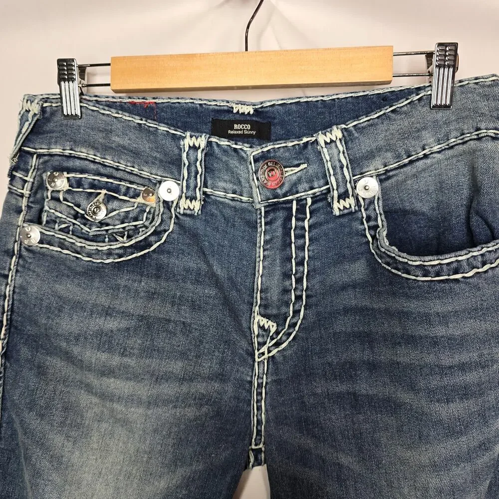 Men's True Religion Blue Rocco Relaxed Skinny Denim Jeans Size 30